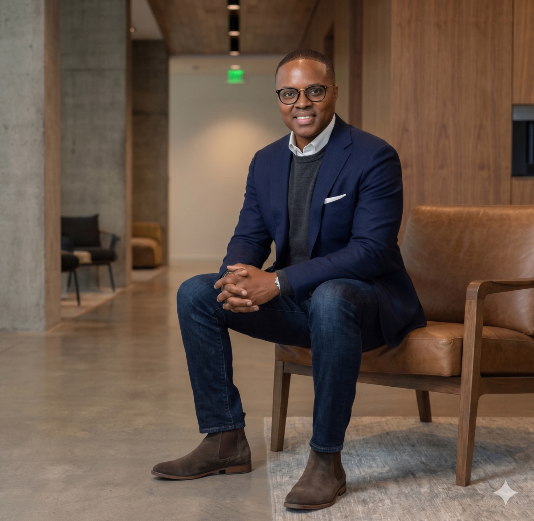 David McKnight seated in a modern lounge